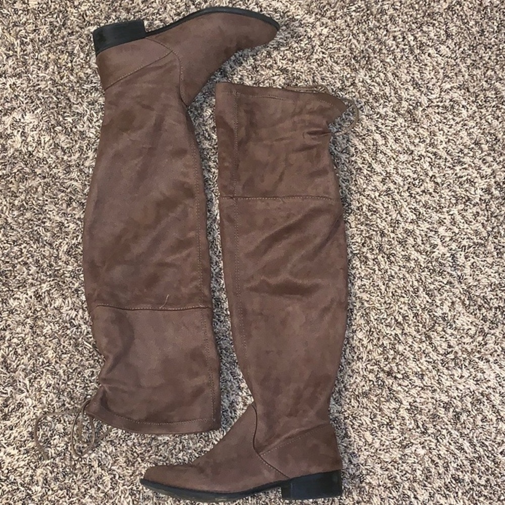 Brown knee high boots